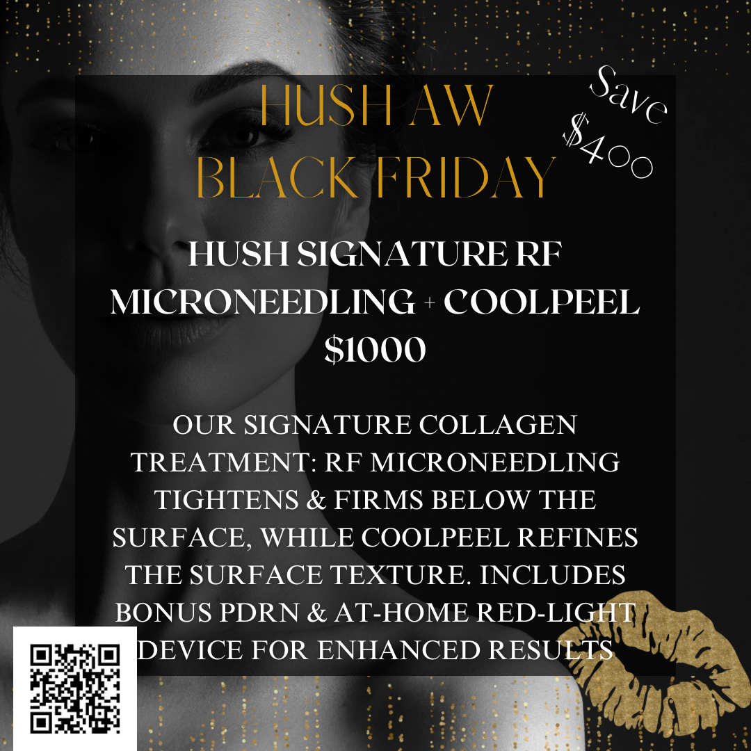 Hush Signature-RF Microneedling + Cool Peel Face OR Neck INCLUDES BONUS Redlight Device
