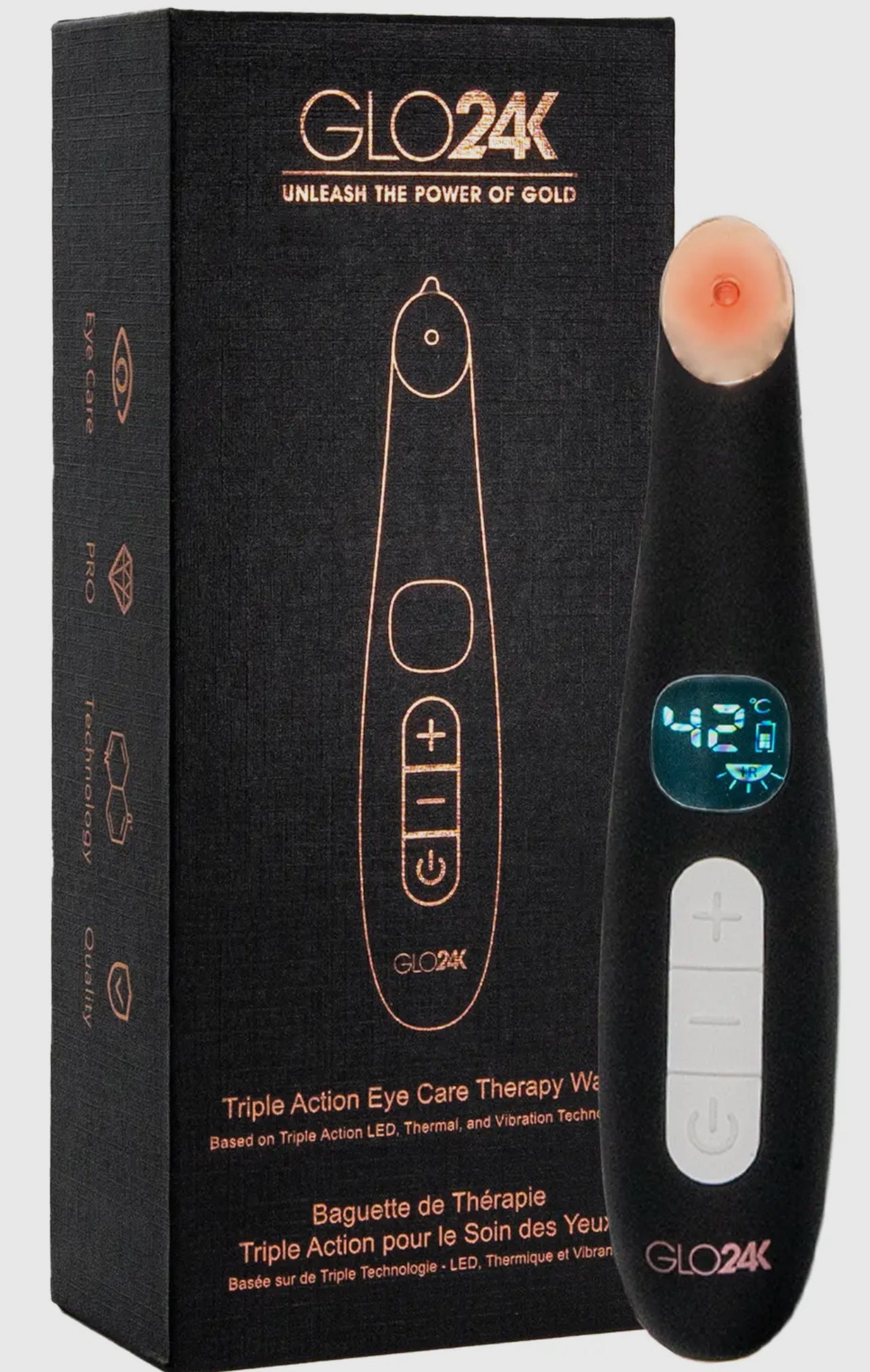 GLO24K Triple Action Eye Care Red Light Therapy Wand